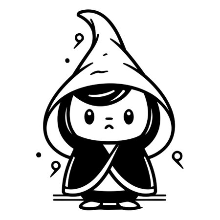 Cute little witch character vector illustration. Cute little witch.のイラスト素材