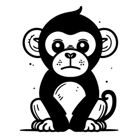 Cute cartoon monkey. Vector illustration. Isolated on white background.のイラスト素材