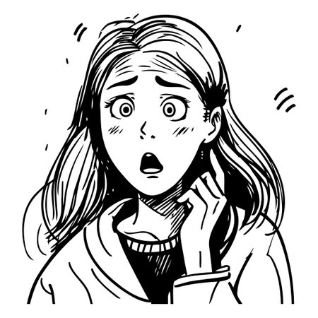 Surprised woman. Vector hand drawn illustration in sketch style.のイラスト素材