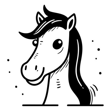 Horse head vector illustration. Isolated on white background. Cartoon style.のイラスト素材