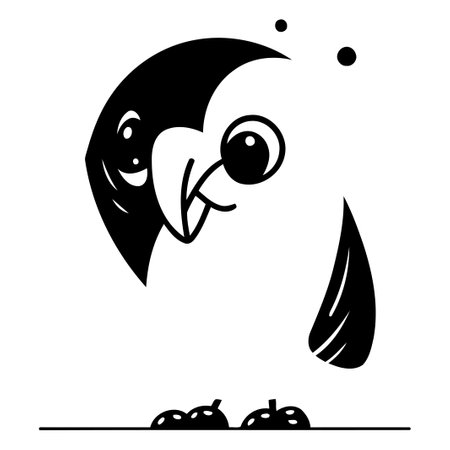 Cute cartoon penguin. vector illustration isolated on white background.のイラスト素材