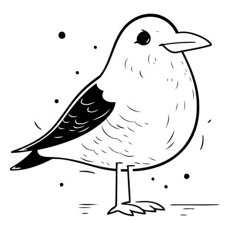 Vector illustration of a seagull on a white background. Cartoon style.のイラスト素材