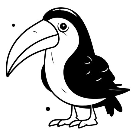 Cute cartoon toucan. Vector illustration isolated on white background.のイラスト素材