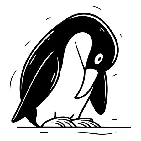 Cute penguin. Vector illustration. Isolated on white background.のイラスト素材