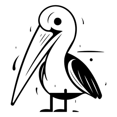 Pelican bird isolated on white background. Vector cartoon illustration.のイラスト素材