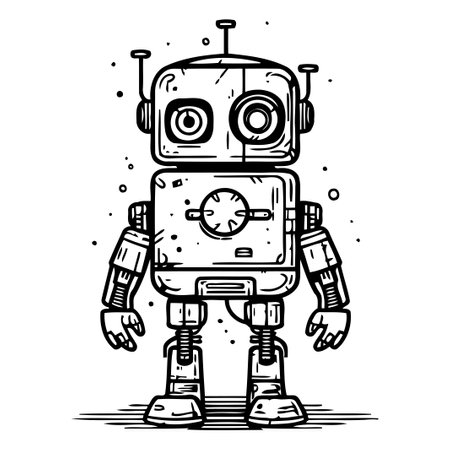 Vector illustration of cartoon robot. Isolated on a white background.のイラスト素材