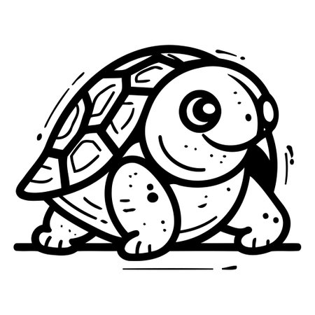 Cartoon turtle isolated on white background. Vector illustration of funny tortoise.のイラスト素材