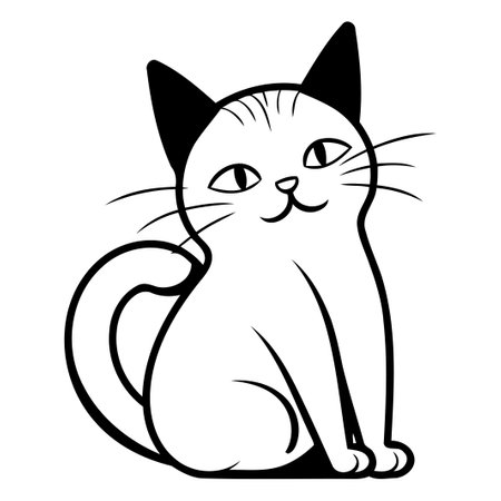 Cute cartoon cat. Vector illustration isolated on a white background.のイラスト素材
