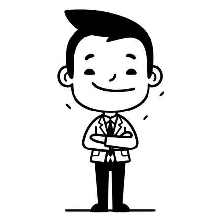 Businessman Smiling   Hand Drawn Vector Illustration. EPS10のイラスト素材