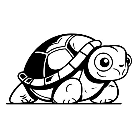 Cartoon turtle. Vector illustration on white background. Cartoon animal.のイラスト素材