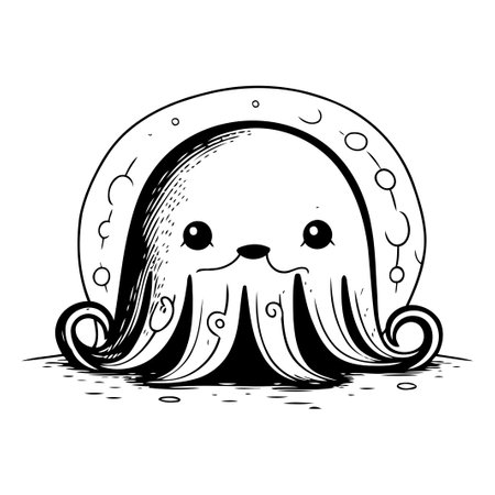Cute octopus. Hand drawn vector illustration in sketch style.のイラスト素材
