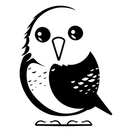 Cute cartoon bird isolated on white background. Vector illustration in flat style.のイラスト素材