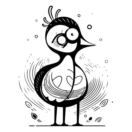 Cute cartoon bird vector illustration. Hand drawn doodle.のイラスト素材