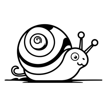 Cute cartoon snail. Vector illustration isolated on a white background.のイラスト素材