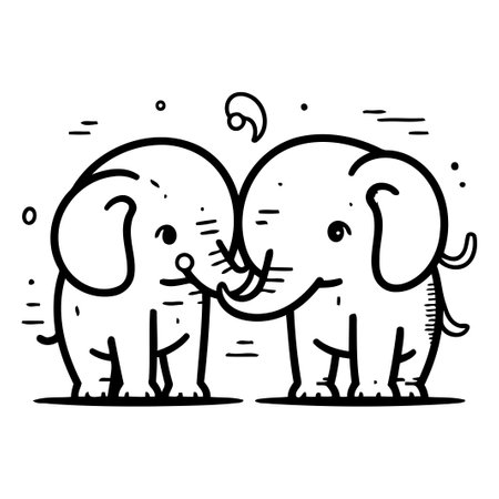 Cute elephant and elephant cartoon vector illustration. Cute elephant and elephant vector illustration.のイラスト素材