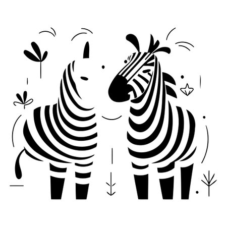Zebra couple in love. Vector illustration in flat cartoon style.のイラスト素材