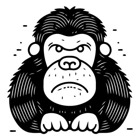 Angry Gorilla. Vector illustration in doodle style.のイラスト素材