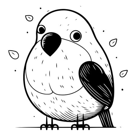 Bullfinch on white background. Vector illustration in cartoon style.のイラスト素材