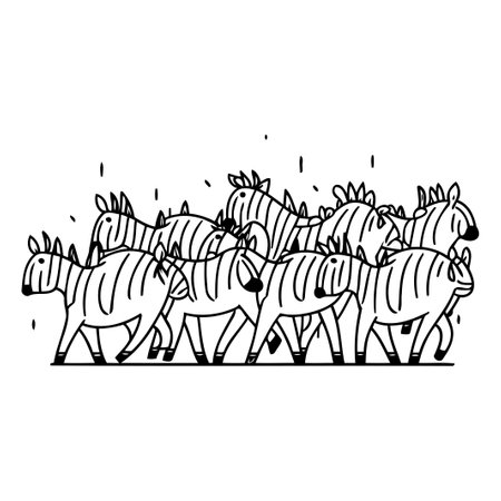 Zebra vector illustration. Hand drawn animal zebra. Vector illustration.のイラスト素材