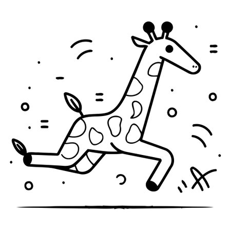 Giraffe running. Vector illustration of a cute cartoon animal.のイラスト素材