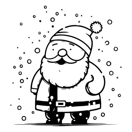 Santa Claus vector illustration. Christmas and New Year hand drawn cartoon.のイラスト素材