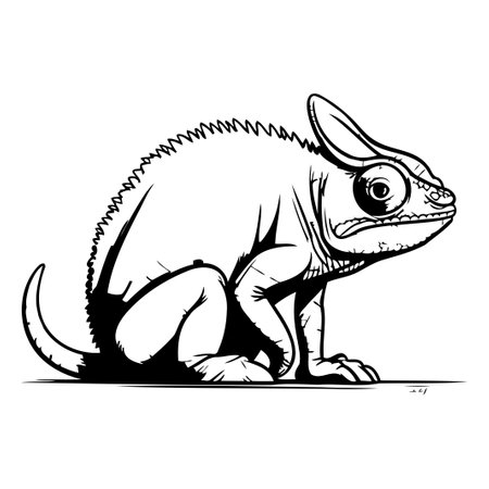 Chameleon. Vector illustration of a chameleon on a white background.のイラスト素材