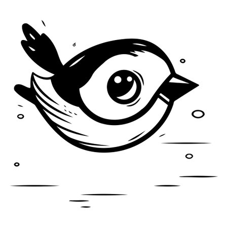 Vector illustration of a cute cartoon bullfinch on a white background.のイラスト素材