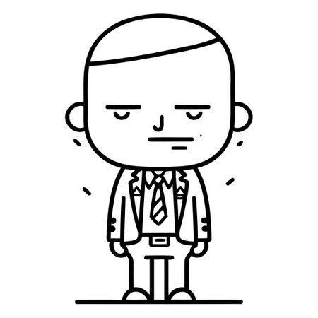 Character illustration design. Businessman sad cartoon. thin line.epsのイラスト素材