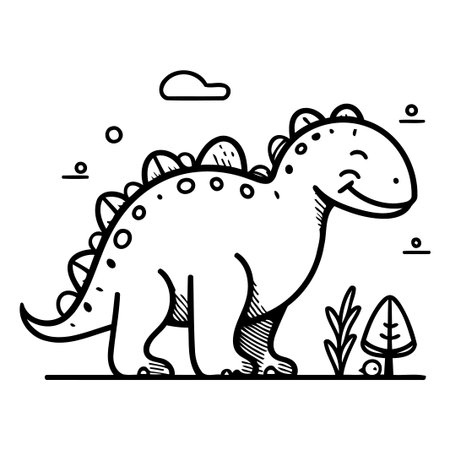 Cute cartoon dinosaur. Vector illustration of a prehistoric dino.のイラスト素材
