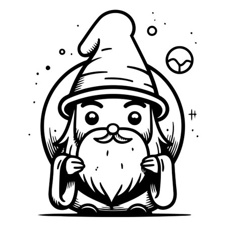 Cartoon gnome. Vector illustration of a gnome with a cap.のイラスト素材