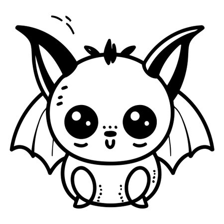 Cute cartoon bat. Vector illustration isolated on a white background.のイラスト素材