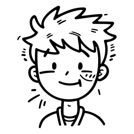 Smiling boy   Vector illustration. isolated on a white background.のイラスト素材