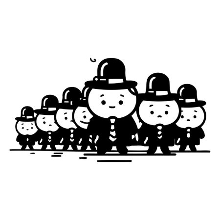 Illustration of a Group of Leprechauns Standing in a Rowのイラスト素材