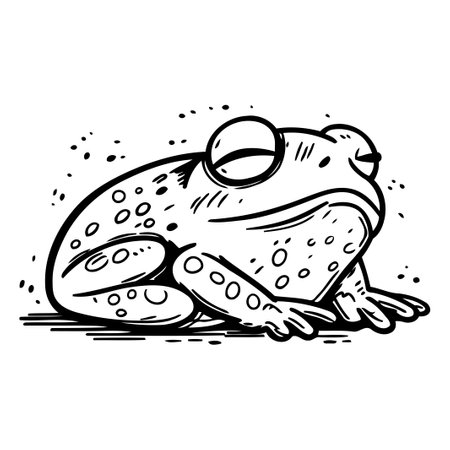 Frog. Hand drawn vector illustration isolated on a white background.のイラスト素材