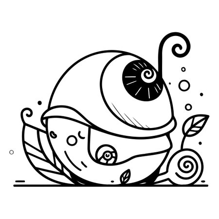 Cute snail. Vector illustration of a cute snail in cartoon style.のイラスト素材