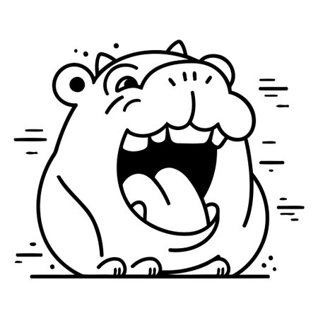 Cartoon hippo. Vector illustration of funny hippopotamus.のイラスト素材