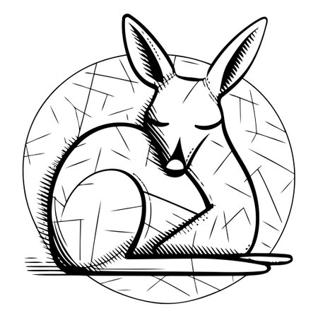 Cute cartoon red hare with green ears. Vector illustration.のイラスト素材
