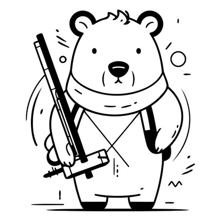 Polar bear in a bandana and a gun. Vector illustration.のイラスト素材