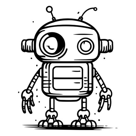 Cute cartoon robot. Vector illustration. Isolated on white background.のイラスト素材