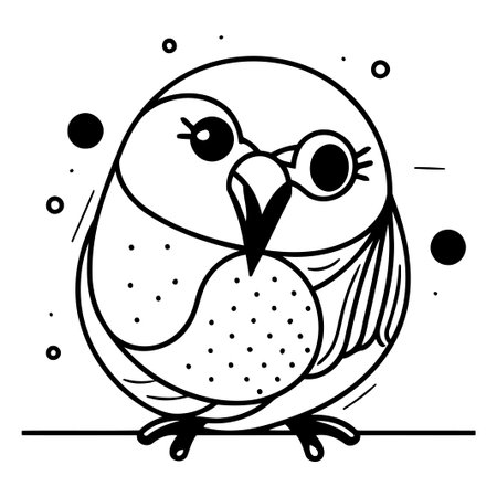 Cute cartoon bird. Hand drawn vector illustration in doodle style.のイラスト素材
