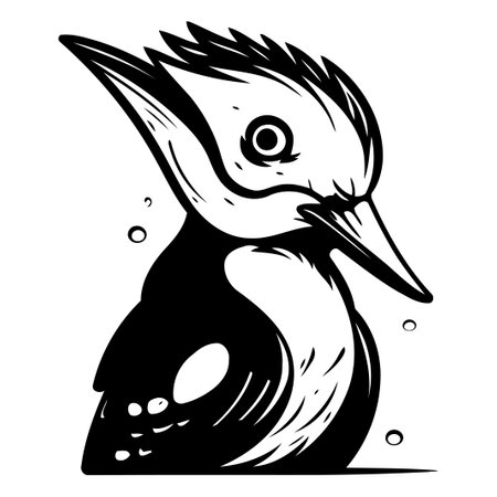 Vector illustration of a great crested grebe in cartoon style.のイラスト素材