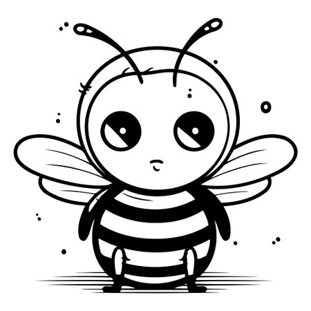 Cute cartoon bee with big eyes and big eyes. Vector illustration.のイラスト素材
