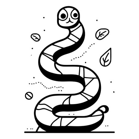 Cute cartoon snake. Vector illustration in doodle style.