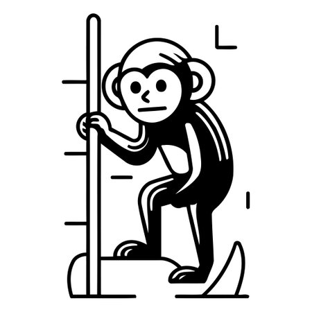 Monkey climbing a wall. Vector illustration in a flat style.のイラスト素材
