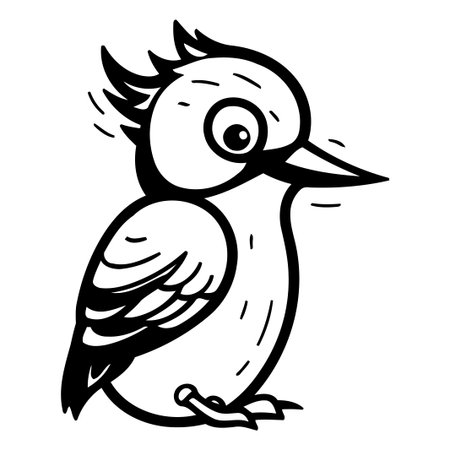 Cartoon Woodpecker. Vector illustration of a cute bird.のイラスト素材
