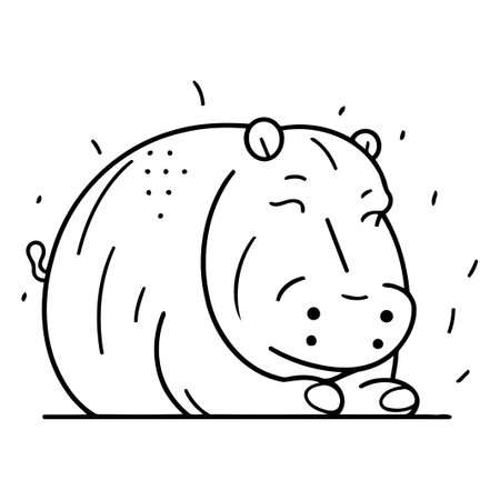 Cute hippopotamus. Vector illustration in flat cartoon style.のイラスト素材
