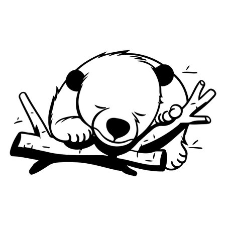 Polar bear sleeping on a branch. Cute cartoon vector illustration.のイラスト素材