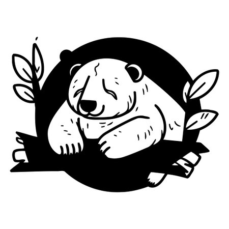 Polar bear sitting on a tree branch. Vector cartoon illustration.のイラスト素材