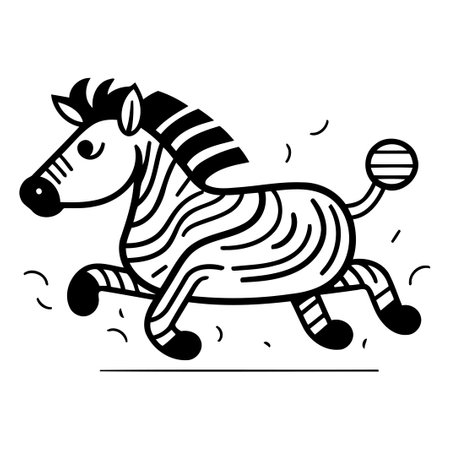 Zebra running vector illustration. Cute cartoon character of animal.のイラスト素材