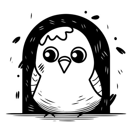 Cute little bird. Hand drawn vector illustration in cartoon style.のイラスト素材